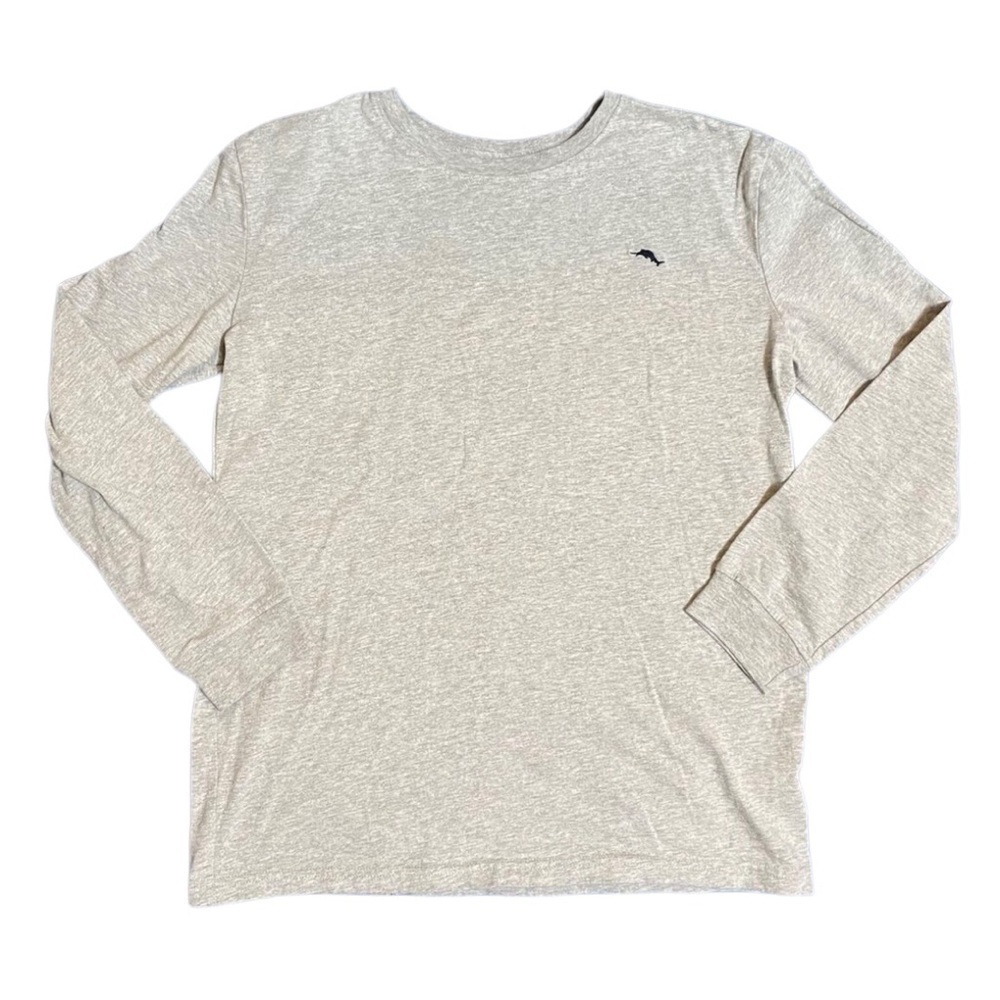 🎉4/20$ TOMMY BAHAMA Marlin Logo long sleeve T Shirt Gray Solid Flecks 3-4 Boys